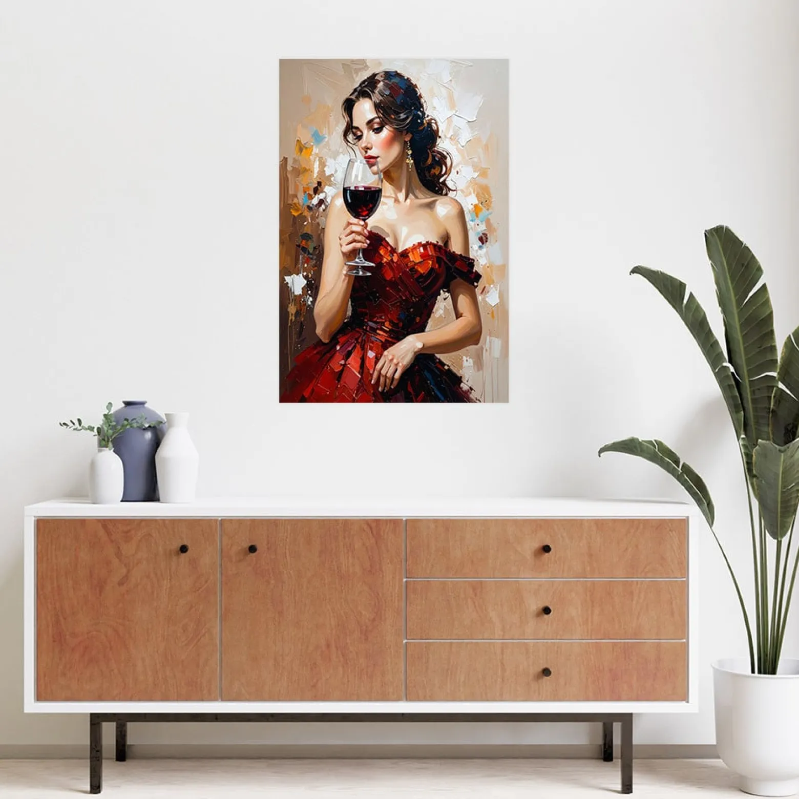 Naklejka samoprzylepna Feeby Dziewczyna z kieliszkiem wina 20x30