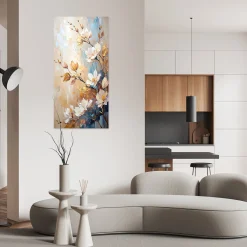 Naklejka samoprzylepna Feeby Kwiaty Gałązki Beżowy imitacja farby 40x80