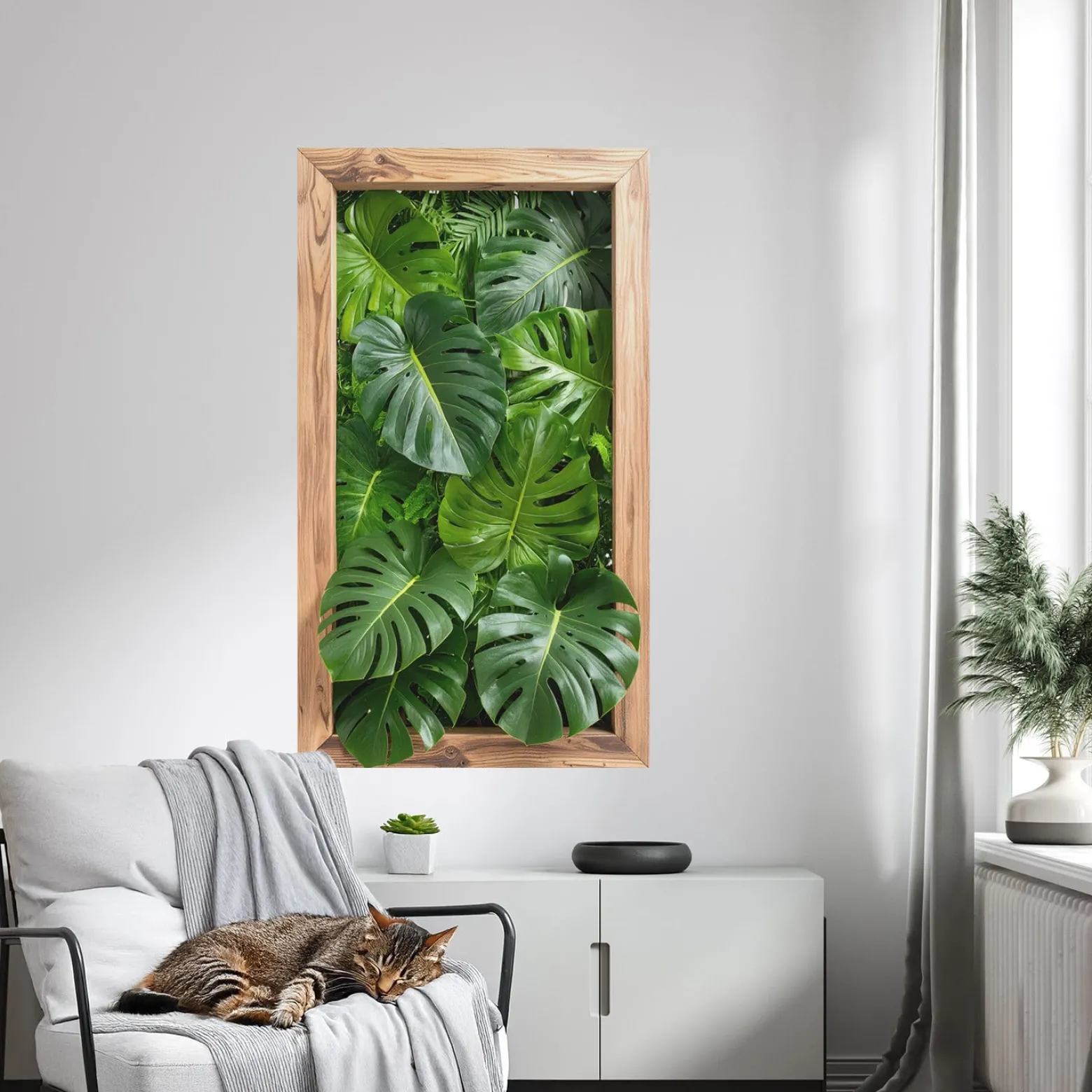 Naklejki dziury liście monstery 3D efekt na ścianę 46x80