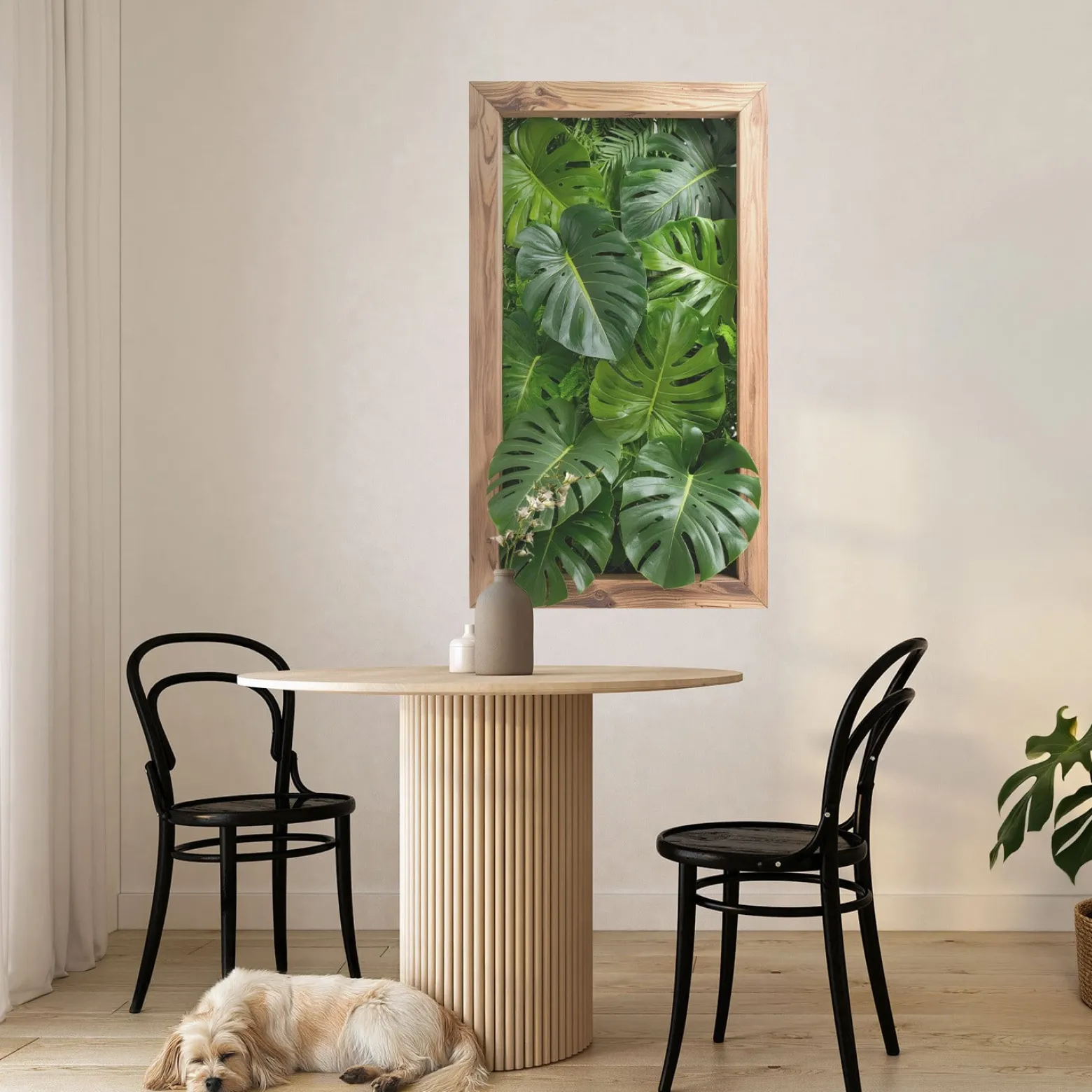 Naklejki dziury liście monstery 3D efekt na ścianę 46x80