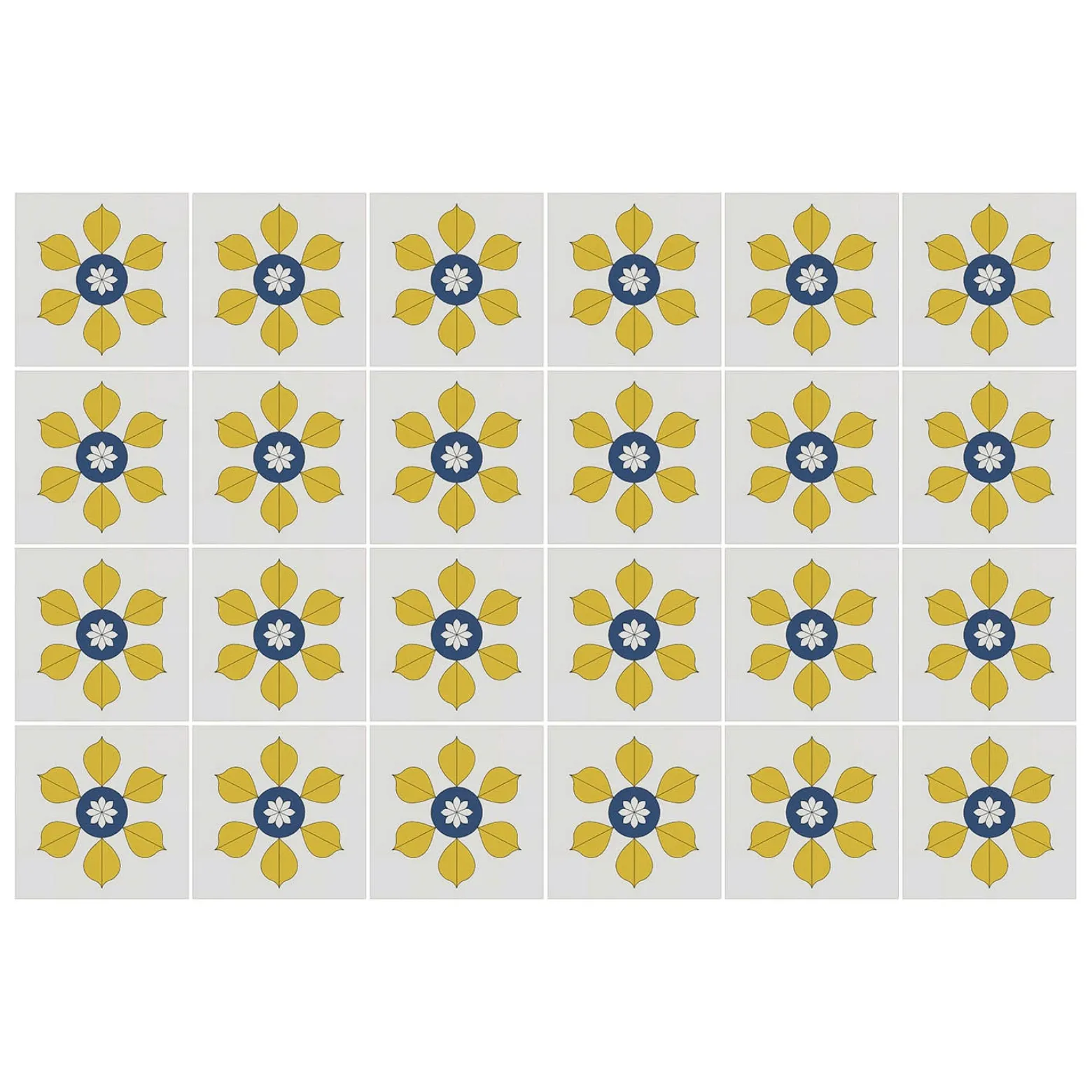 Naklejki na kafelki 10x10 cm Kwiatowe motywy w układzie 24 szt.