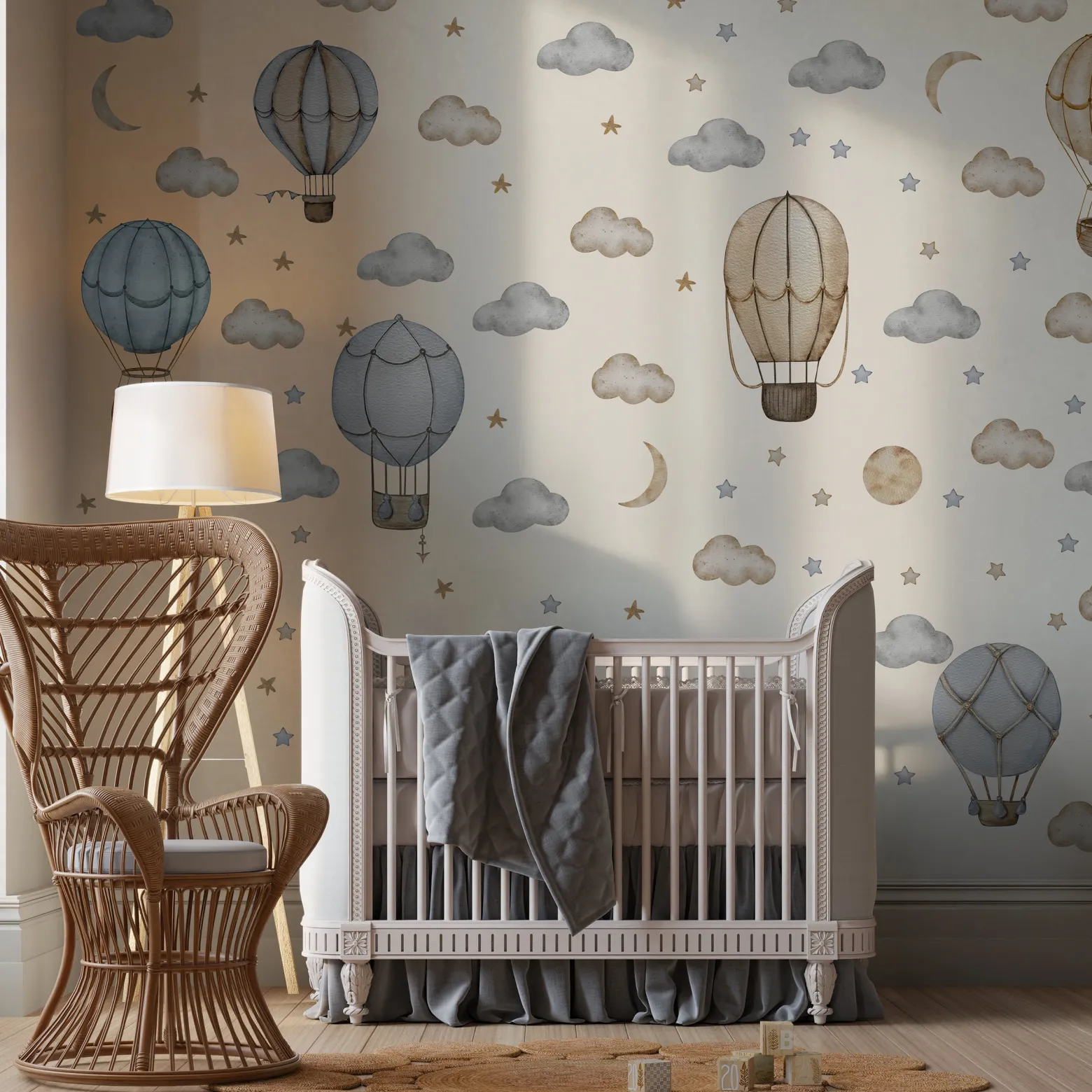 Naklejki Balony pośród chmur w stylu boho 60x30cm