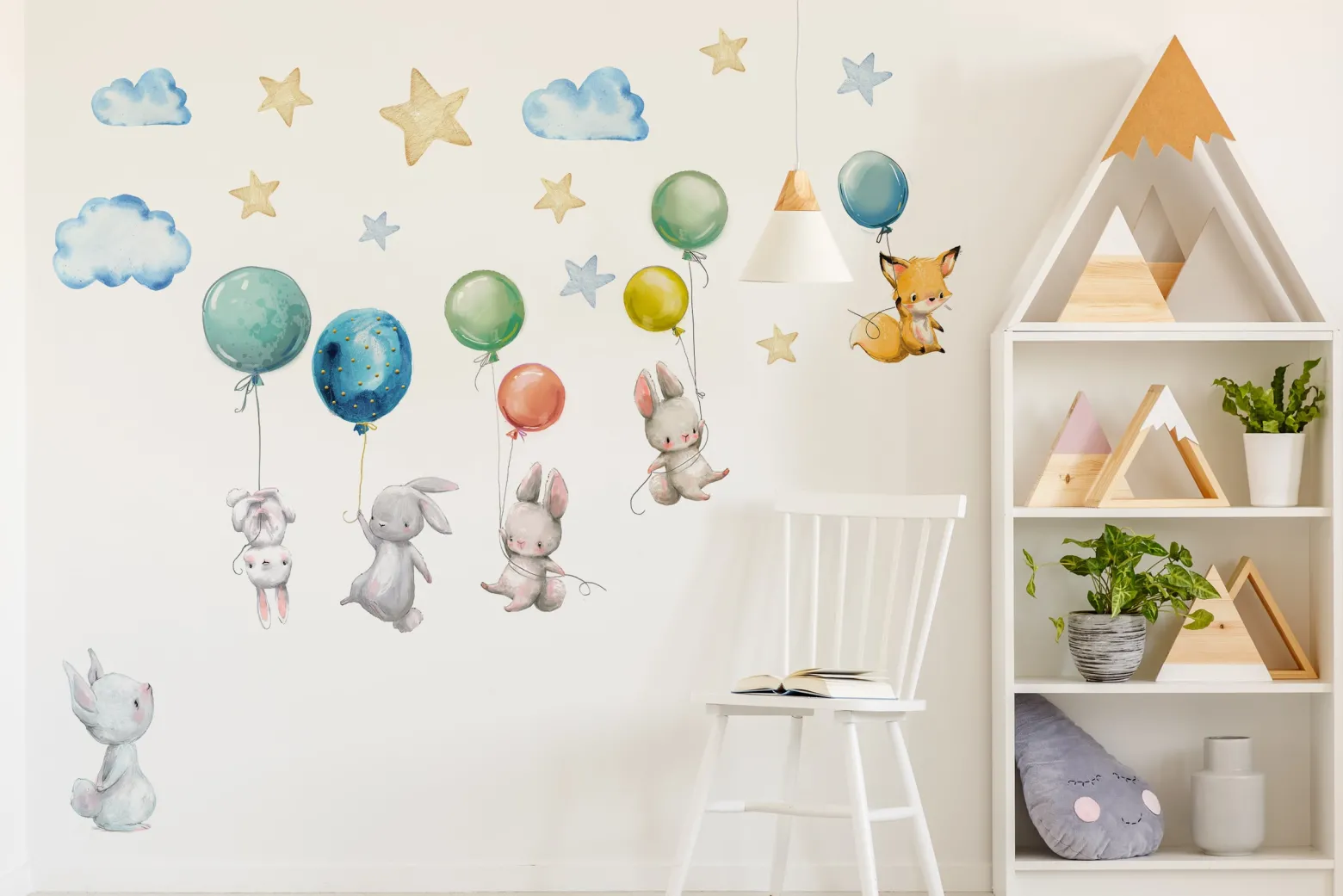 Naklejki Dla Dzieci Króliczki Balony Chmurki 50x100cm