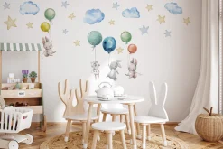 Naklejki Dla Dzieci Króliczki Balony Chmurki 50x100cm