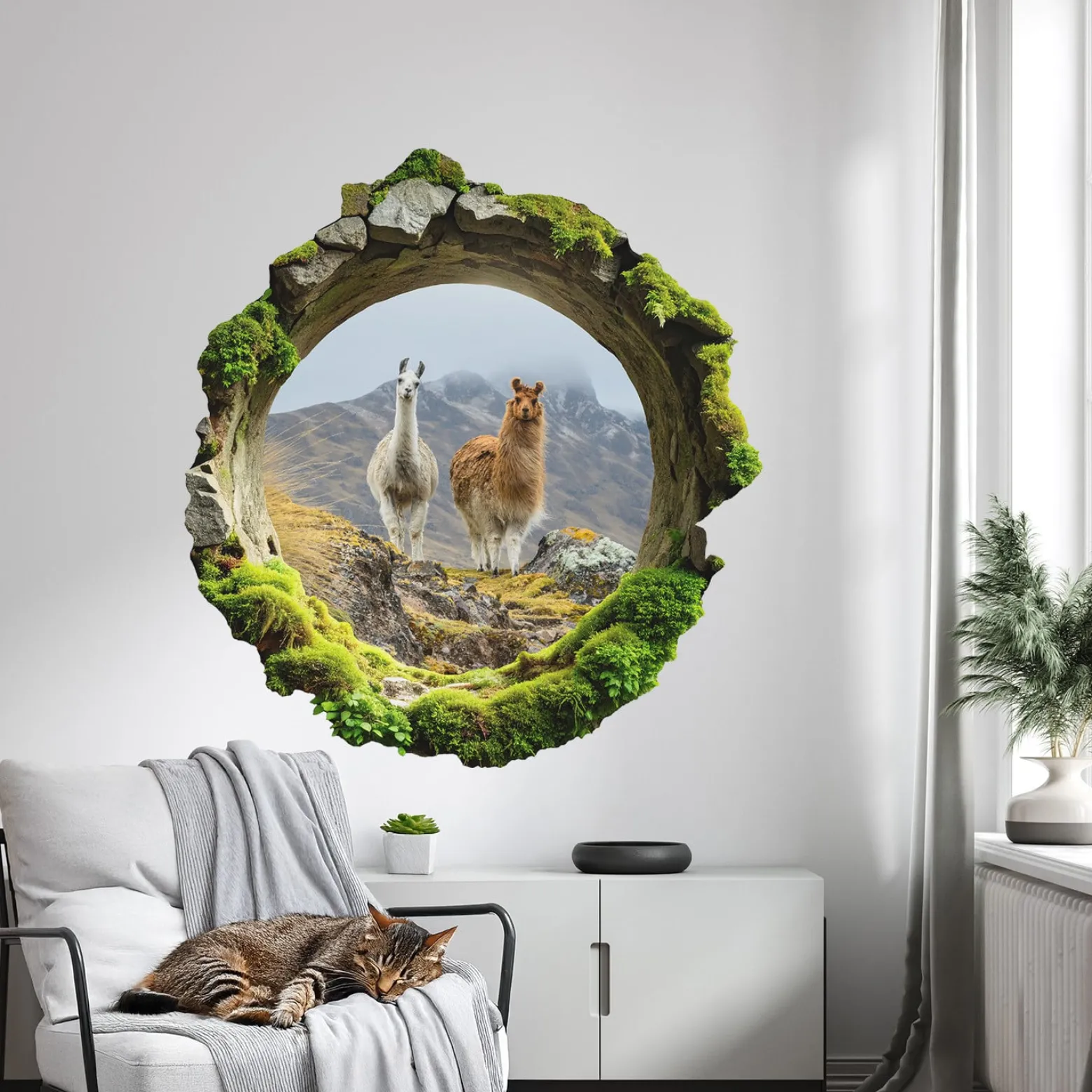 Naklejki dziury górska oaza 3D efekt na ścianę 74x80