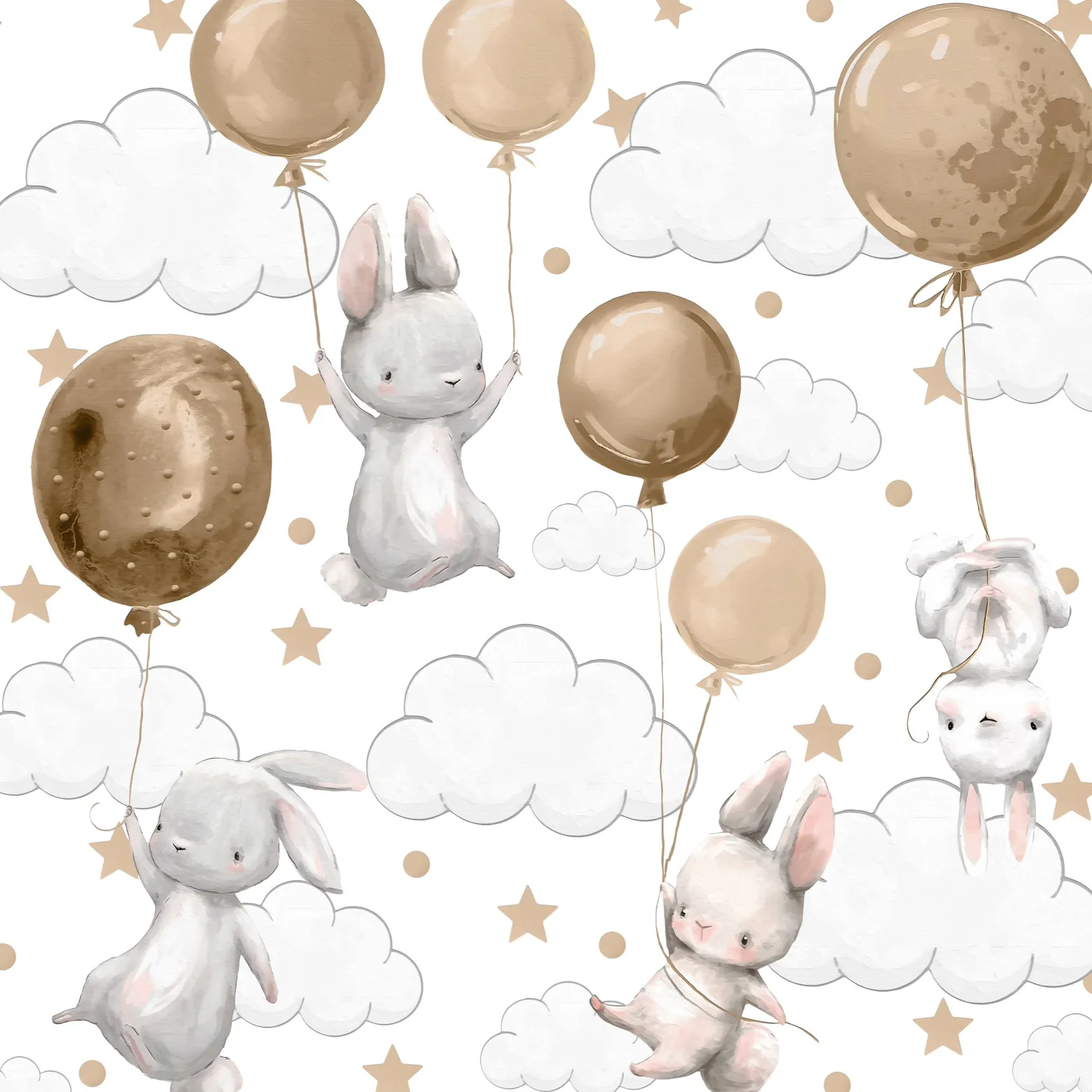 Naklejki Króliczki z brązowymi balonami 60x30cm