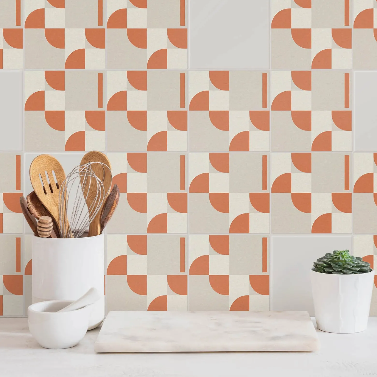 Naklejki na kafelki 10x10 cm Geometria z łukami i liniami 24 szt.