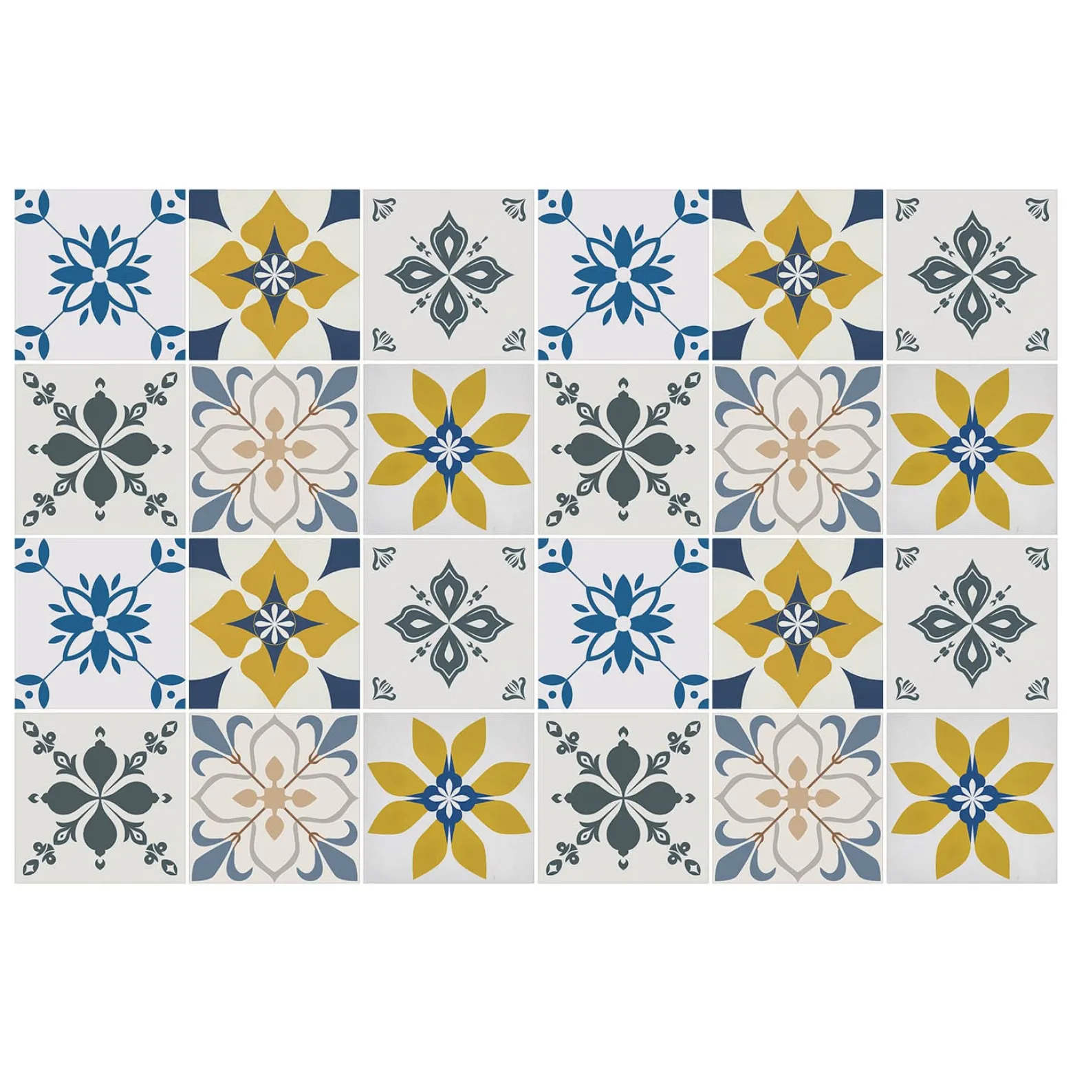 Naklejki na kafelki 10x10 cm Kwiatowe motywy w układzie 24 szt.