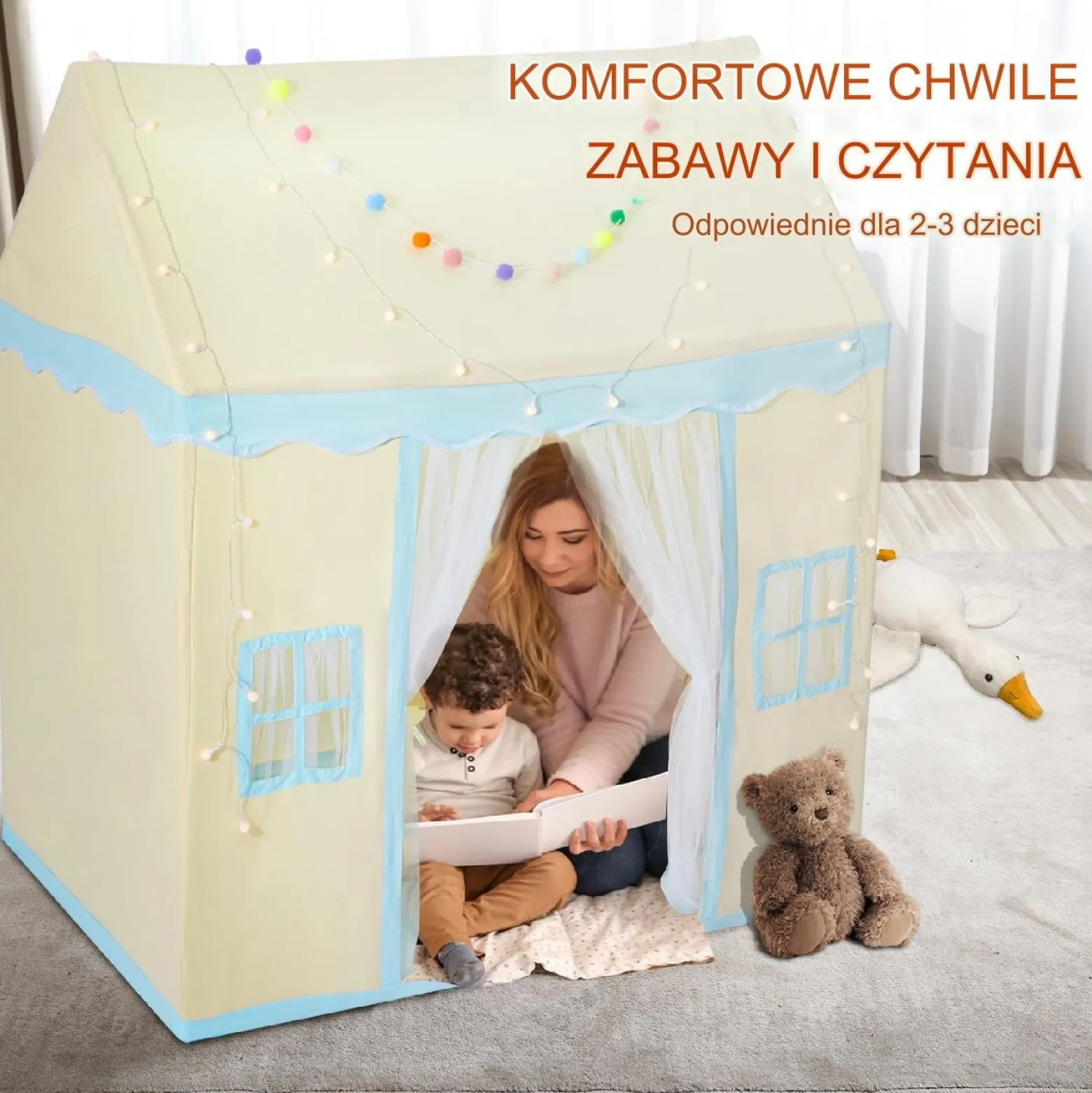 Namiot dla Maluchów z Matą i Lampką Domek