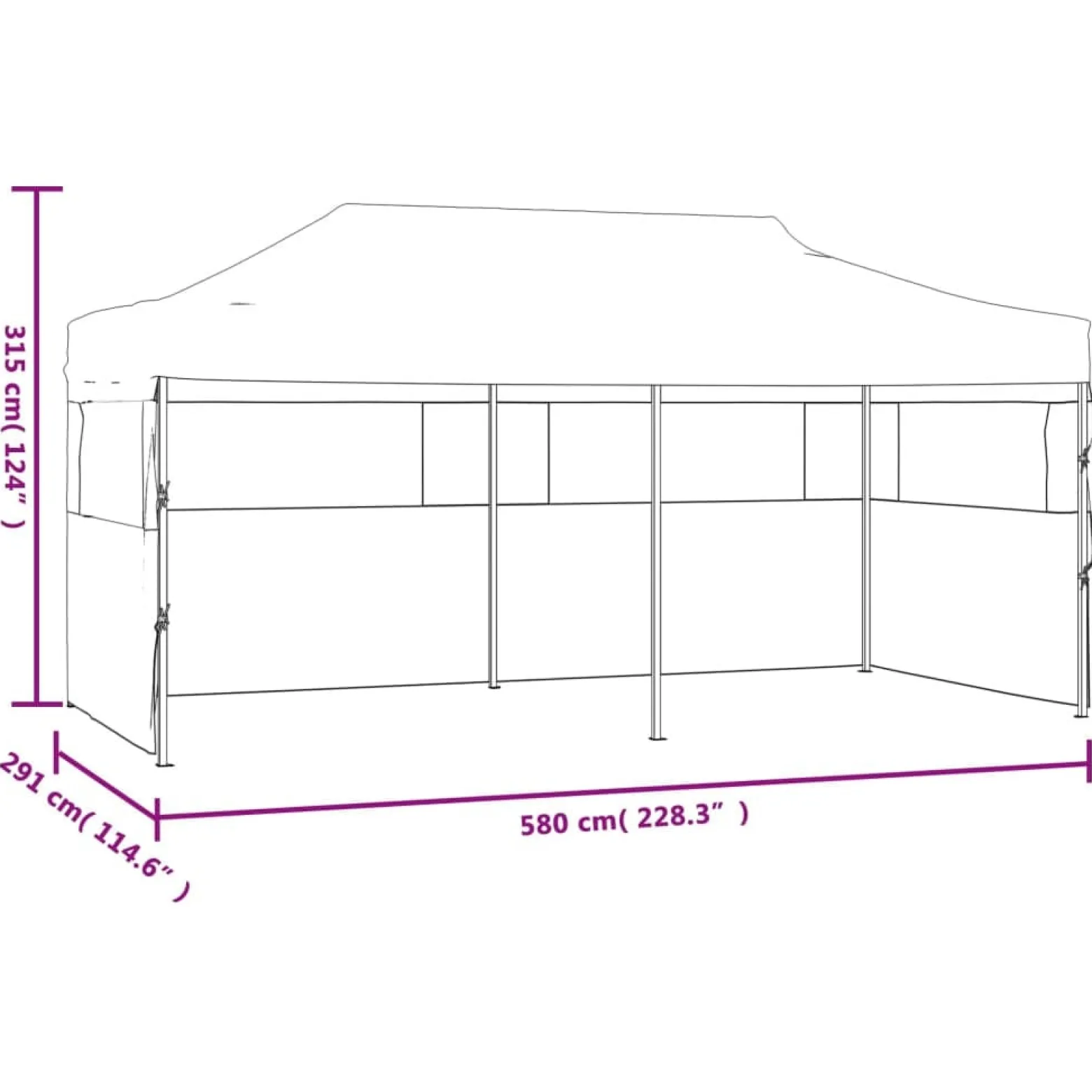 Namiot ogrodowy Antracyt Tkanina with 4 sidewalls vidaXL