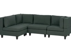 Narożna sofa modułowa tapicerowana 4-osobowa ciemnozielona