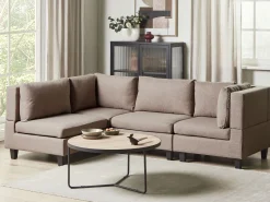 Narożna sofa modułowa tapicerowana 4-osobowa brązowa