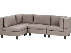 Narożna sofa modułowa tapicerowana 4-osobowa brązowa