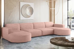 Narożnik designerski MODENA U XL , tkanina Poso Różowy