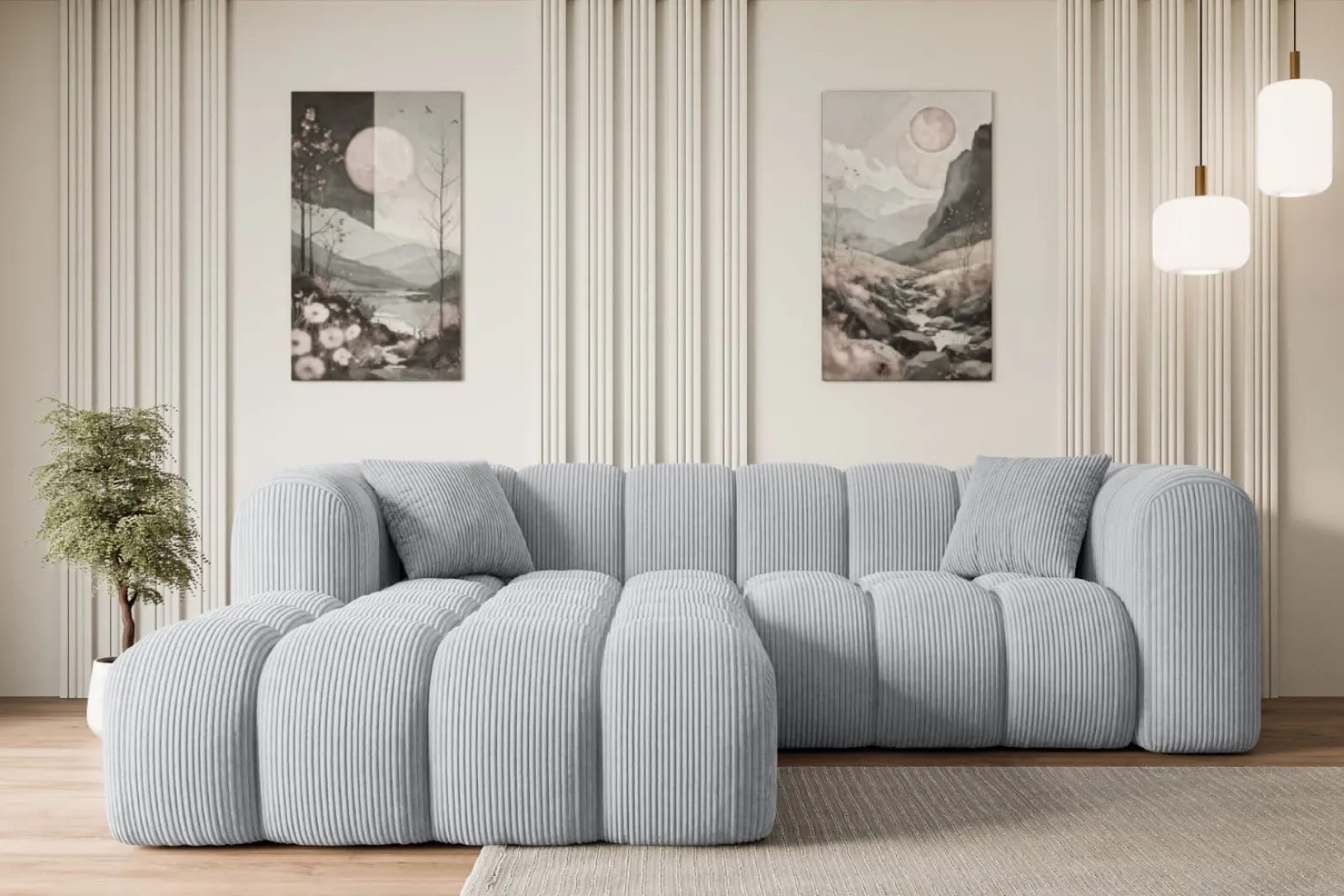 Narożnik lewostronny bez funkcji spania OLEA-L1 - 231x173x74 cm Szary
