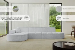 Narożnik lewostronny bez funkcji spania TARO-L2 - 328x171x79,5 cm Szary