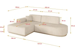Narożnik lewostronny bez funkcji spania IREA-L1 232x165x80 Beżowy