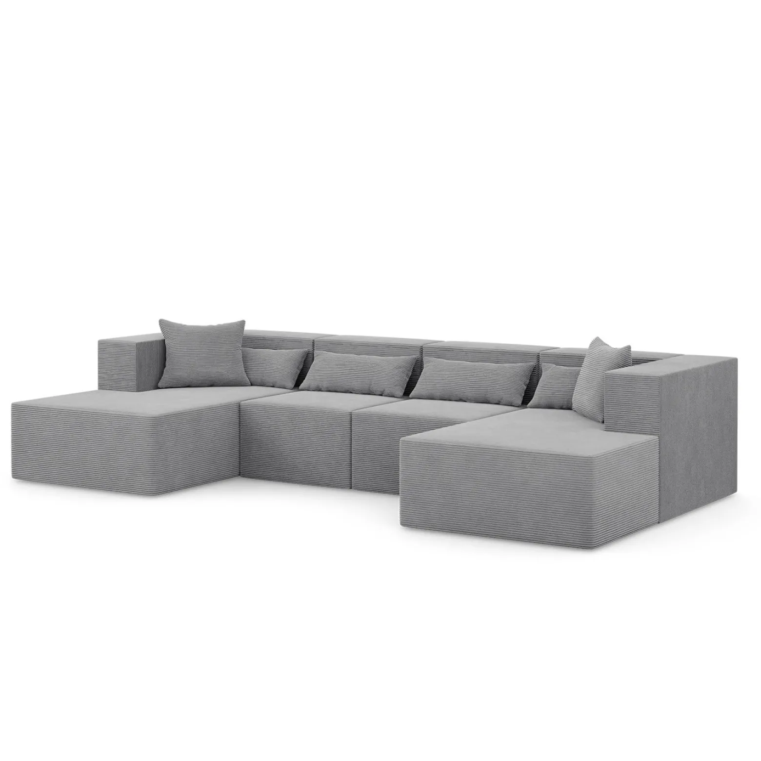Narożnik Modułowy Nova U MAX - 360x180x76cm, 2x Fotel, 2x Otomana, Szary