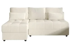 Narożnik Rozkładany Ecru 206x140 + Siedzisko Pianka T30 - LUCIA FIT