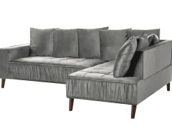 Narożnik sofa duża welurowa jasnoszara