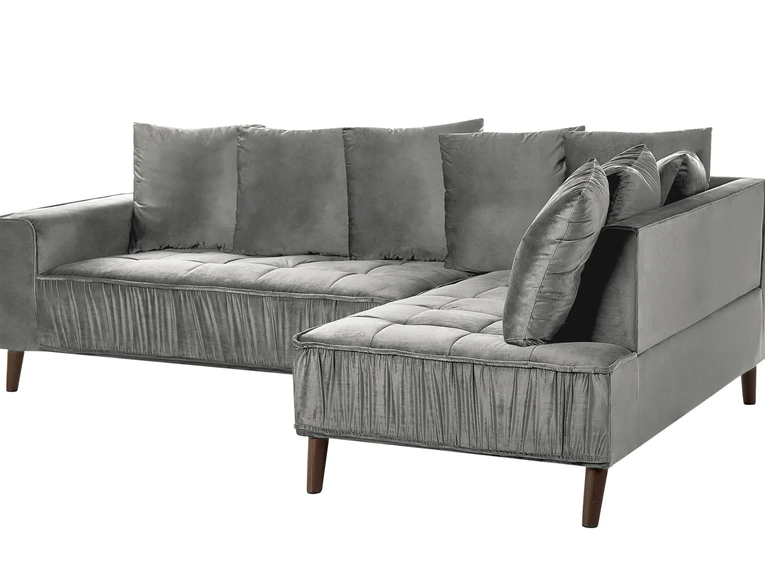 Narożnik sofa duża welurowa jasnoszara