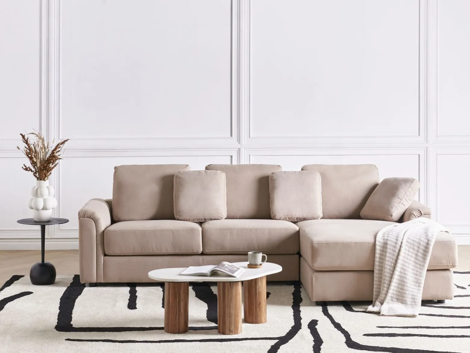 Narożnik sofa rogówka tapicerowana beżowoszara