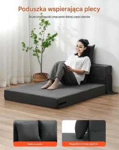 Narożnik sofa rozkładana 3w1 z poduszkami ciemnoszara do salonu sypialni