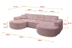 Narożnik uniwersalny bez funkcji spania MARI-U1-v1 303x171x83 cm Różowy