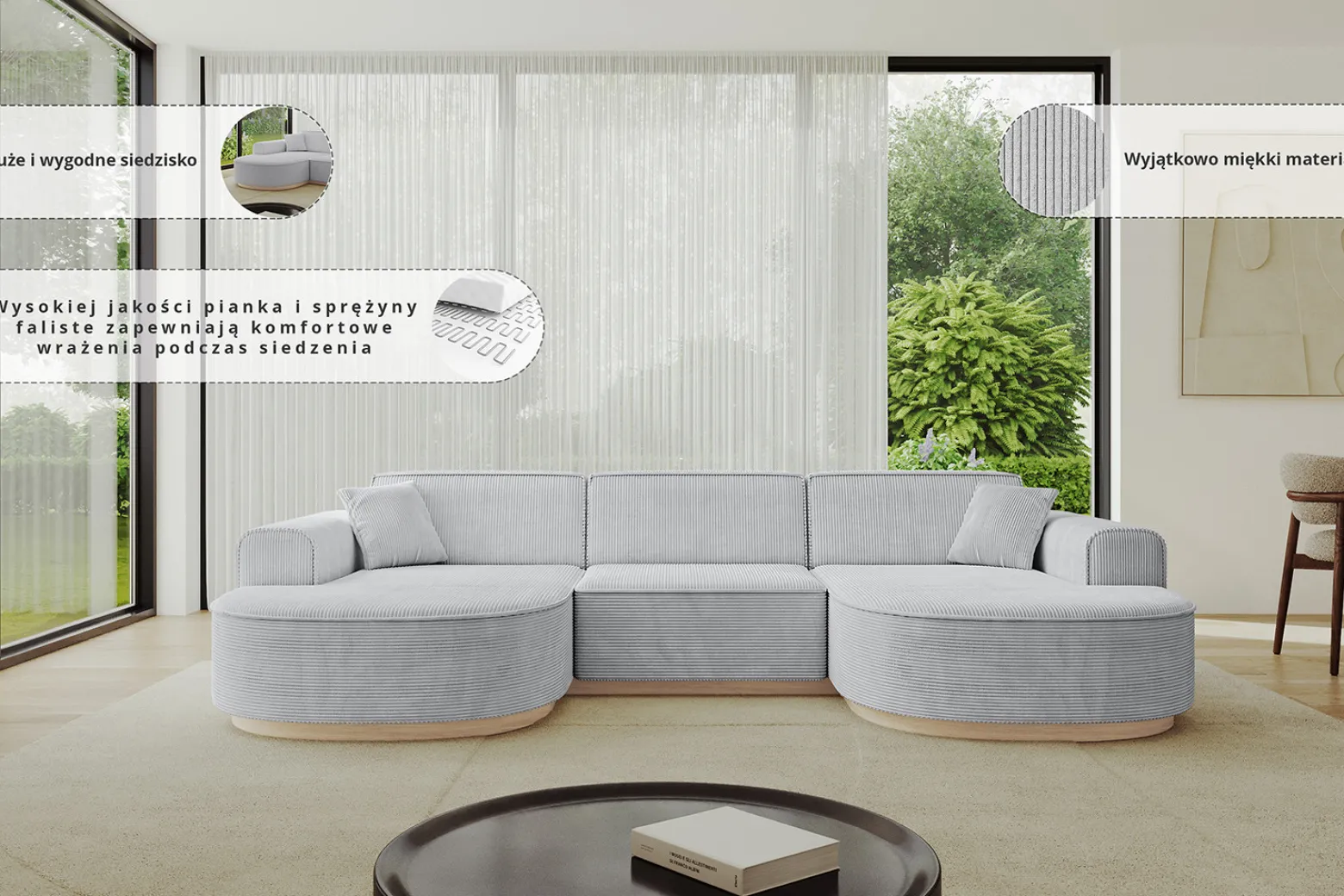 Narożnik uniwersalny bez funkcji spania MARI-U1-v1 303x171x83 cm Różowy