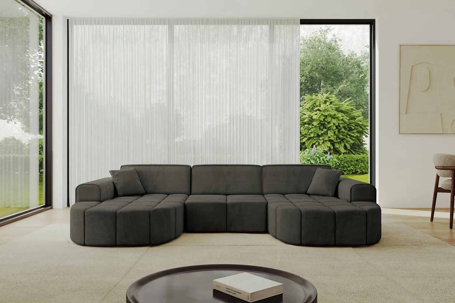 Narożnik uniwersalny bez funkcji spania LIVO-U1 - 315x173x79,5 Czarny