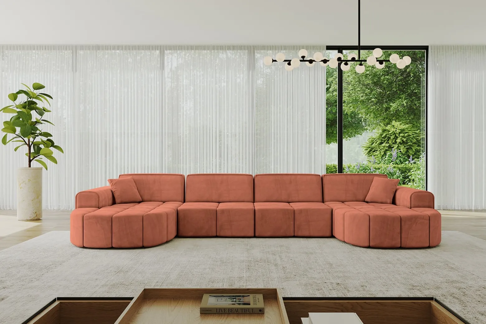 Narożnik uniwersalny bez funkcji spania LIVO-U1 - 400x173x79,5 Morelowy