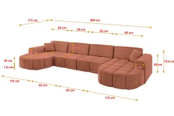 Narożnik uniwersalny bez funkcji spania LIVO-U1 - 400x173x79,5 Morelowy