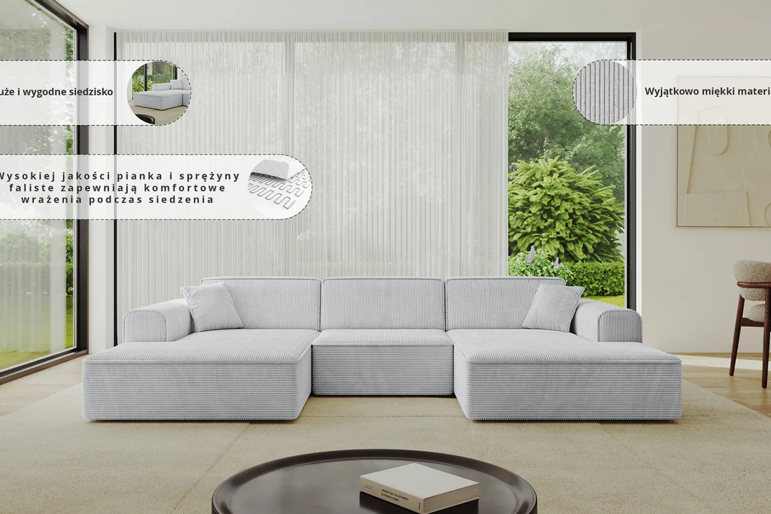 Narożnik uniwersalny bez funkcji spania IREA-U1-v3 301x165x77 Beżowy