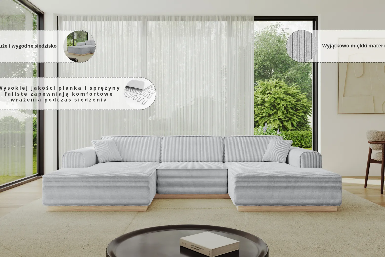 Narożnik uniwersalny bez funkcji spania IREA-U1 301x165x80 Zielony