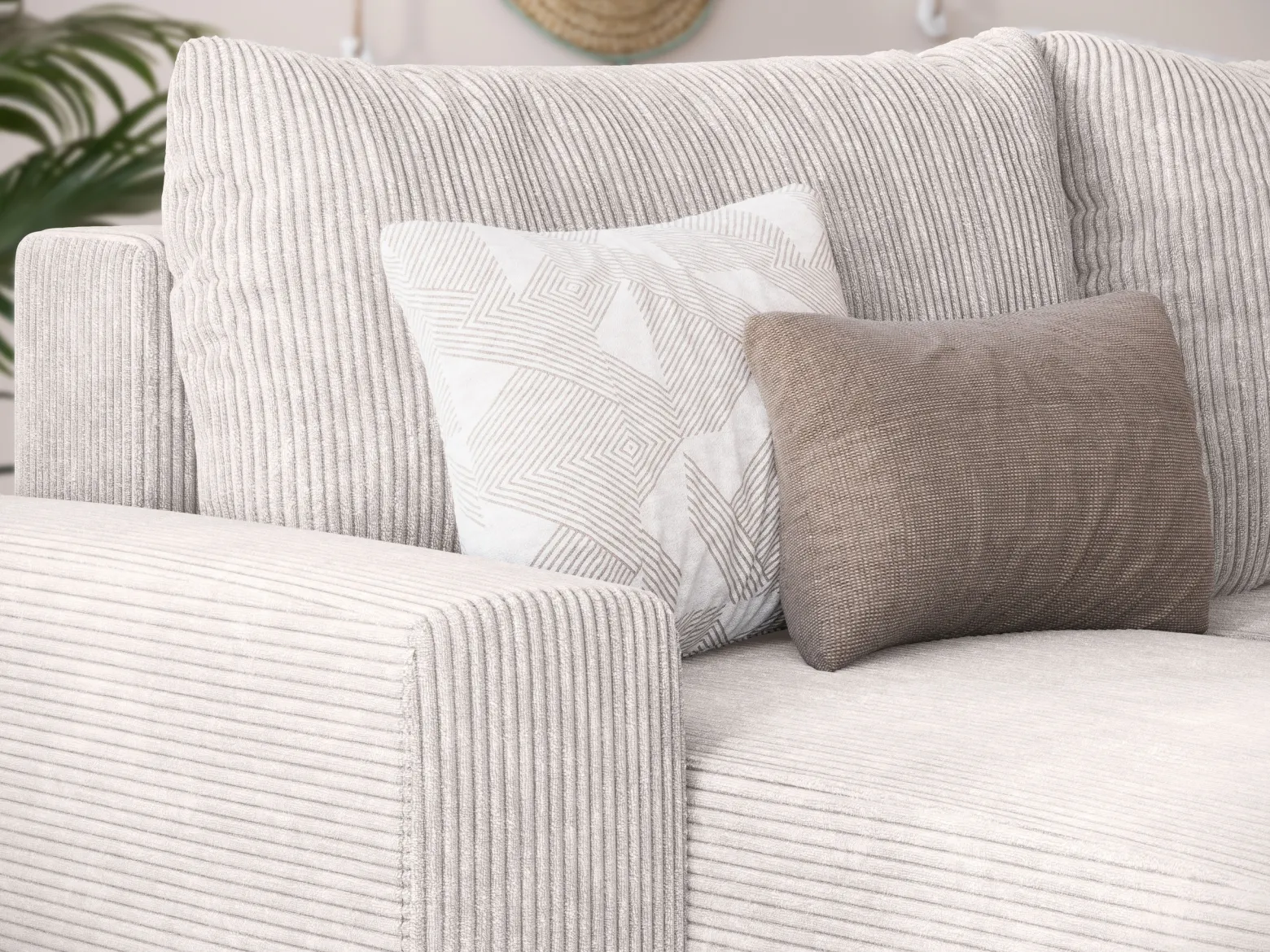 Narożnik uniwersalny PLUSH U z funkcją spania sztruksowy