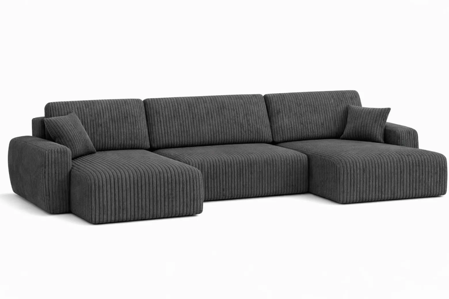 Narożnik z funkcją spania, Ariel U XL, sztruks Poso, Szary