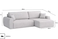 Narożnik z funkcją spania, Ariel XL, szenil Artico, Cement, Prawy