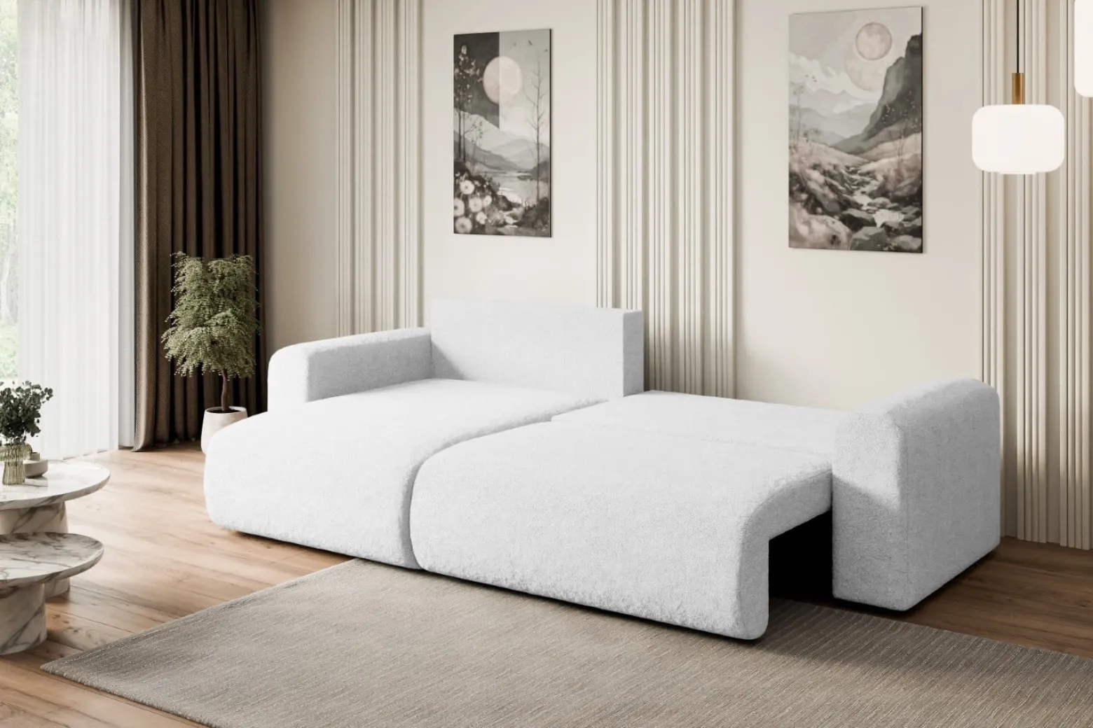 Narożnik z funkcją spania i pojemnikiem ORRO-L - 272x145x83cm Biały