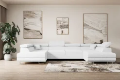 Narożnik z funkcją spania i pojemnikiem GUSA-U 342x202x107 cm Biały