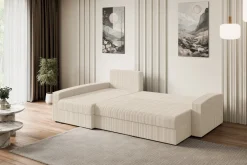Narożnik z funkcją spania i pojemnikiem ALESIA-L 231x140x90 cm Beżowy