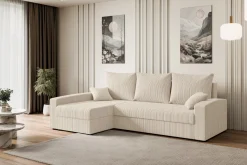 Narożnik z funkcją spania i pojemnikiem ALESIA-L 231x140x90 cm Beżowy