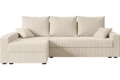 Narożnik z funkcją spania i pojemnikiem ALESIA-L 231x140x90 cm Beżowy