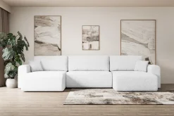 Narożnik z funkcją spania i pojemnikiem ORRO-U - 362x145x83cm Biały
