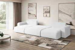 Narożnik z funkcją spania i pojemnikiem ORRO-U - 362x145x83cm Biały
