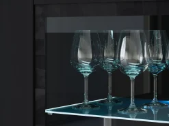 Nowoczesna Szeroka Witryna, Highboard, Komoda Vera 120 Cm, Szklane Półki