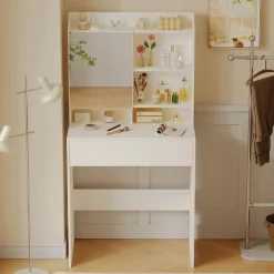 Nowoczesna toaletka kosmetyczna z otwieranym lustrem loft szuflada glamour