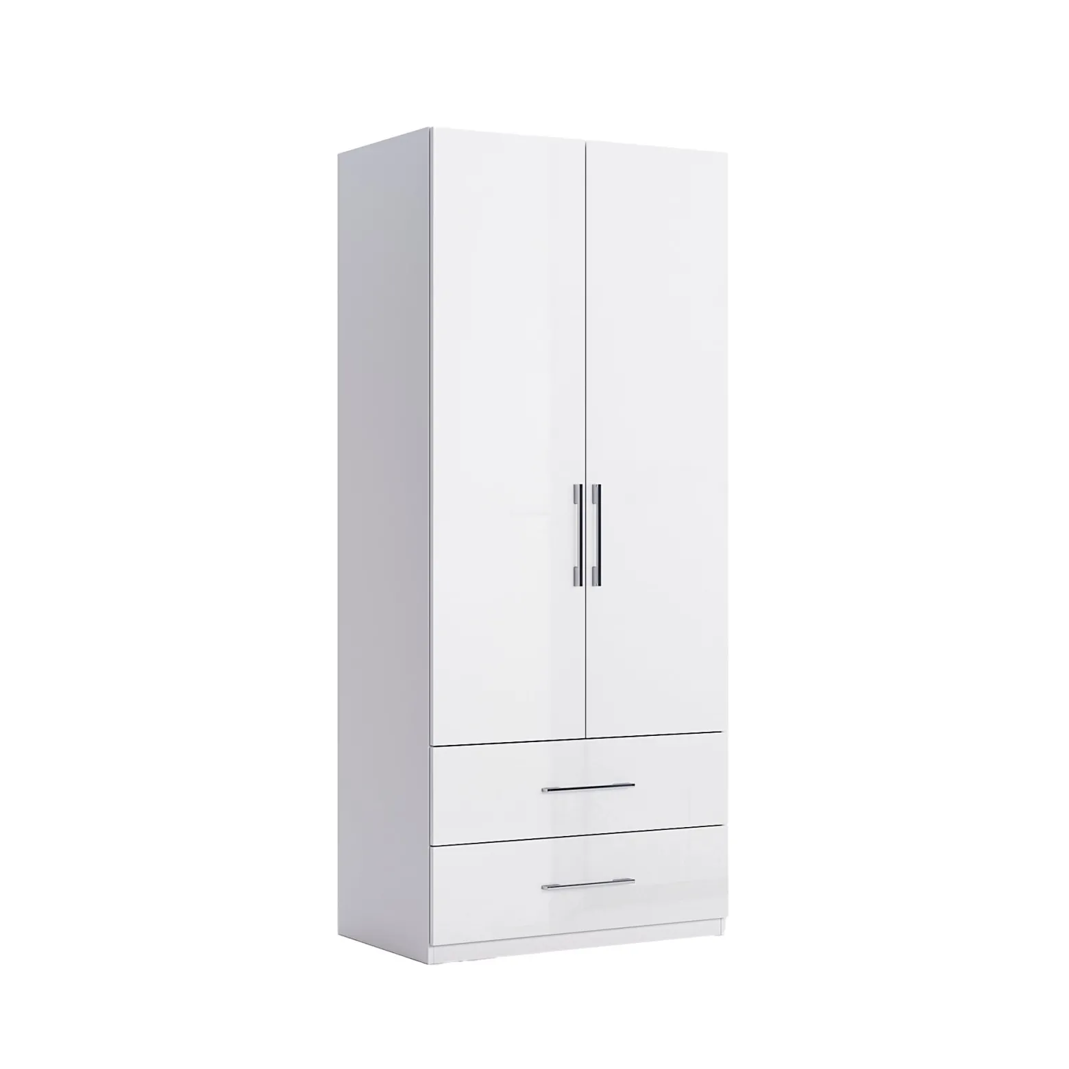 Nowoczesna Biała Lakierowana Szafa Garderoba z Szufladami