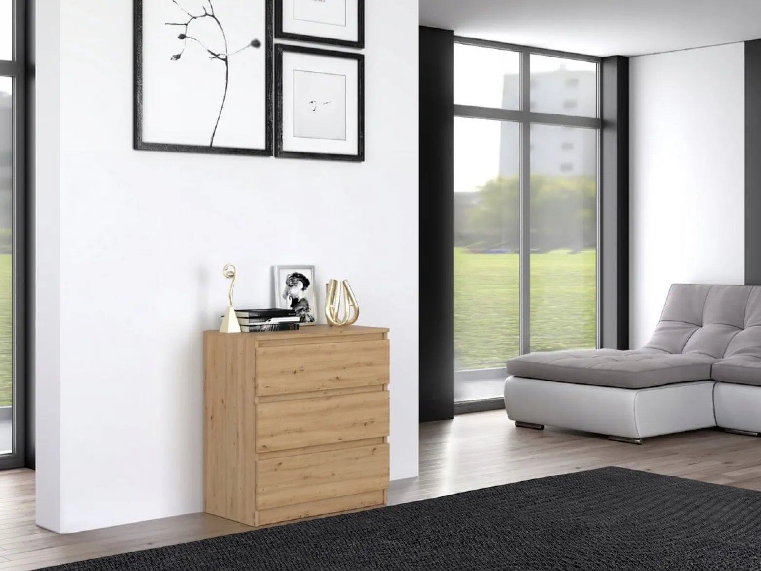 Nowoczesna komoda km3 artisan szafka 3 szuflady do salonu sypialni