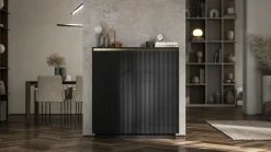 Nowoczesna Komoda RTV Glamour komoda czarny MAT złote akcenty 110,8 cm