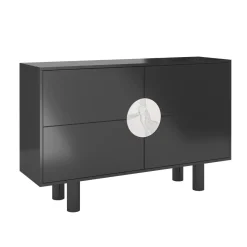 Nowoczesna komoda z marmurem Dancan ZOE 2D / czarny / 140 cm